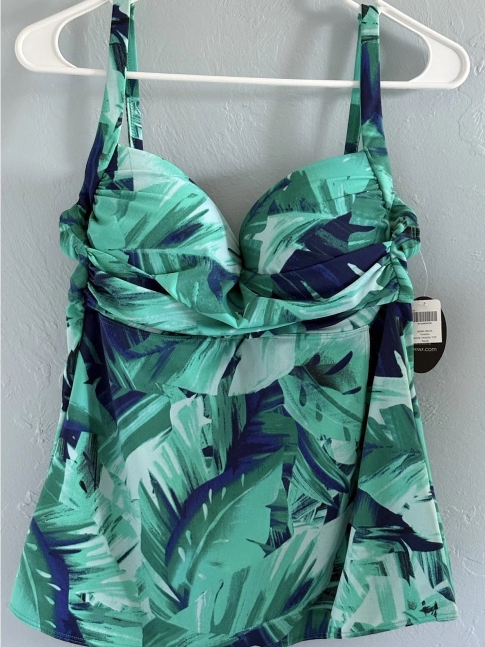 NEW Soma Swim Crisscross Tankini Top Size 36C UW ~ Palm Green